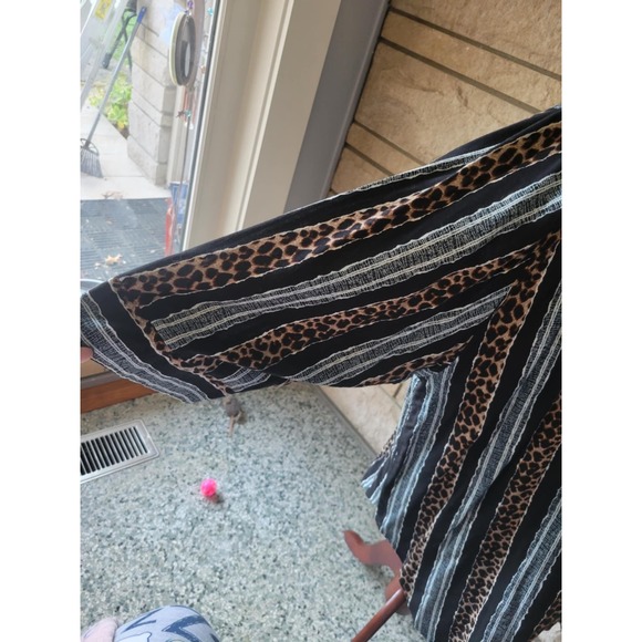 Vintage A Personal Touch 5X Animal Print Striped Button Down Tunic Top - Picture 3 of 5